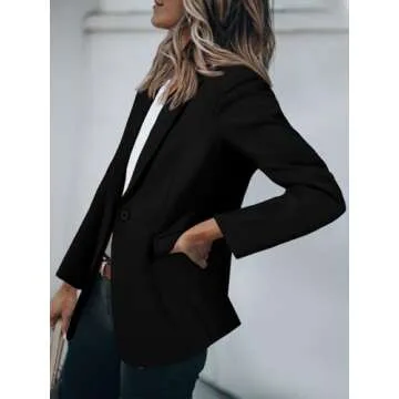 Cicy Bell Womens Casual Blazers Open Front Long Sleeve Work Office Suit Jackets Blazer Black