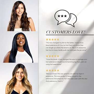 The Hair Shop Black Loop Brush - Salon Professional Grade with Matted Black and Ergonomic Design - Safe Detangler Tool for 100% Remy Human and Synthetic Hair Extensions and Wigs