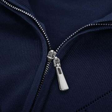 2024 Women's Half Zip Pullover Sweaters V Neck Collared Long Sleeve Knit Fall Tops Dressy Casual(L,Navy Blue)