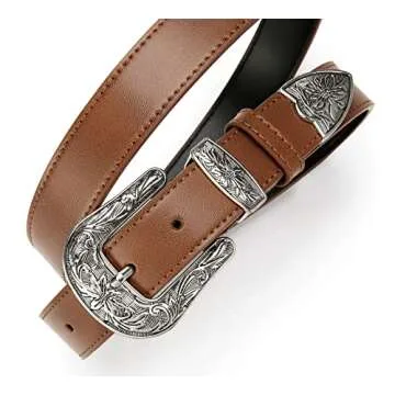 Stylish Brown Western Leather Belt for Women - Vintage Buckle