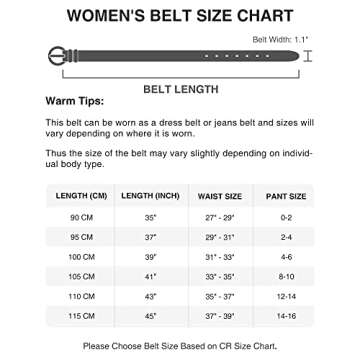 Brown Belt Women - 1.1" CR Western Belts For Woman Leather Belts Cowboy Belt - Country Belts For Women with Vintage Buckle for Jeans