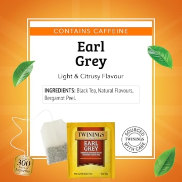 Twinings Earl Grey Black Tea 100 Bags with Citrus Flavor