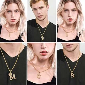 U7 Crown Initial Necklace Men Womens 18K Gold Plated Full CZ Iced Pendant Hip Hop King Jewelry Alpha...