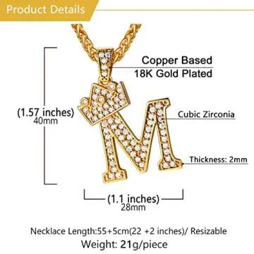 U7 Crown Initial Necklace for Men and Women Accessories