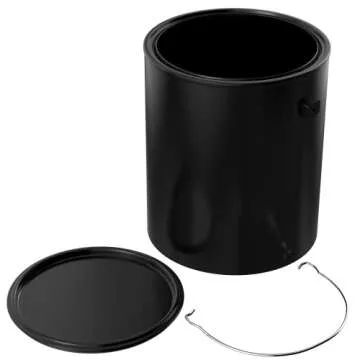 hBARSCI Plastic Paint Can (Black) - 1 Gallon Bucket w/Lid & Handle - Triple Lock Airtight Seal - Touchdown Bucket, Small Pail - Made from 100% USA Recycled Polypropylene Plastic