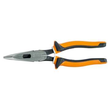 Klein Tools 2038EINS Long Nose Side Cutter Insulated Pliers with Slim Induction Hardened Cutting Knives for Long Life, 8-Inch