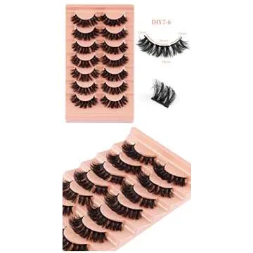 HBZGTLAD 7 Pairs Natural Cluster Fluffy Lashes Extensions Wispy Lashes Natural Look False Eyelashes Individual Lashes 3D Strips Eyelash Extensions DIY Mink Lashes (DIY7-6)