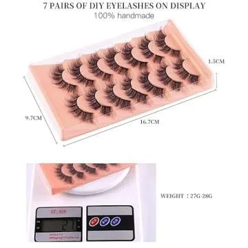HBZGTLAD 7 Pairs Natural Cluster Fluffy Lashes Extensions Wispy Lashes Natural Look False Eyelashes Individual Lashes 3D Strips Eyelash Extensions DIY Mink Lashes (DIY7-6)