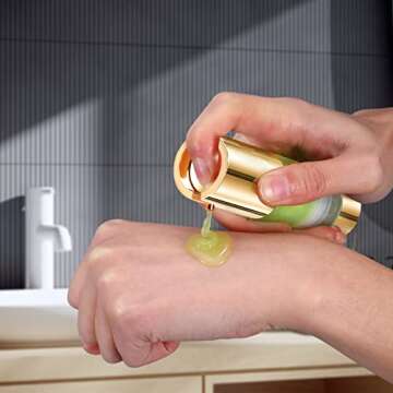 UMETASS 1.7 oz Empty Airless Pump Bottles, Refillable Cosmetic Containers, Travel Size Vacuum Bottle for Lotion, Hand Sanitizer, Toner, Moisturizer and Facial Serum (Golden, 3 pcs)