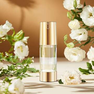 UMETASS 1.7 oz Empty Airless Pump Bottles, Refillable Cosmetic Containers, Travel Size Vacuum Bottle for Lotion, Hand Sanitizer, Toner, Moisturizer and Facial Serum (Golden, 3 pcs)