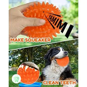 Pweituoet 4.5” Heavy Duty Squeaky Dog Balls for Medium Large Dogs, Dog Toys for Aggressive Chewers, Spike Ball Toys for Clean Teeth and Training(2 Pack)