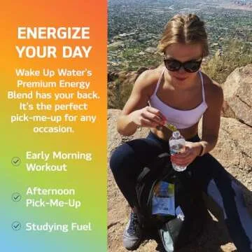 Wake Up Water - Energy + Hydration Sugar Free 15 Packet, Lemon Flavor - Energy Drink Powder, Electrolytes Powder Drink, Natural Caffeine Mix Packet, B Vitamins, 5 Calories, Gluten Free - .10 oz (2.9g)