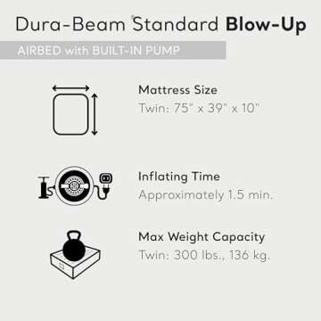 Intex Dura-Beam Standard Pillow Top Airbed Comfortable Blow Up Portable Air Mattress with Built-in E...