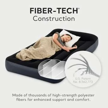 Intex Dura-Beam Standard Pillow Top Airbed Comfortable Blow Up Portable Air Mattress with Built-in Electric Pump and Carrying Bag, Twin Size, Blue