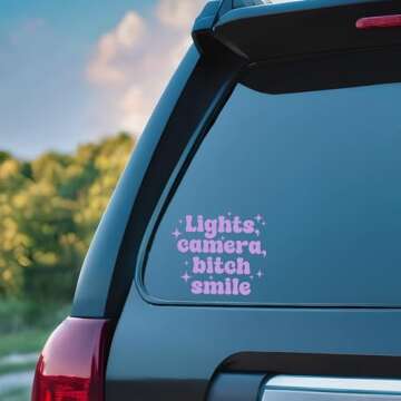 Lights, Camera, Bitch Smile Decal - Lights, Camera, B Smile Sticker - Cute Car Accessories - Positiv...
