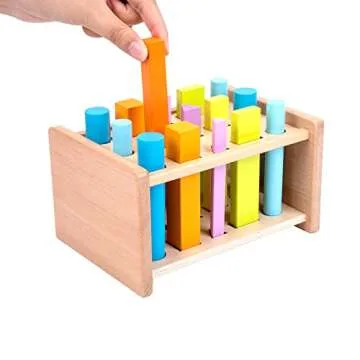 Montessori Toys for 1 2 3 Years Old Wooden 3D Shape Matching Toys,Wooden Posting Stand Montessori Co...