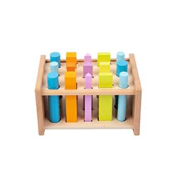 Montessori Toys for 1 2 3 Years Old Wooden 3D Shape Matching Toys,Wooden Posting Stand Montessori Color Sorting Sticks Game-Cognitive Shapes Colors,Educational Sensory Toy for Boys Girls Gift（15 Pcs）
