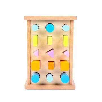 Montessori Toys for 1 2 3 Years Old Wooden 3D Shape Matching Toys,Wooden Posting Stand Montessori Color Sorting Sticks Game-Cognitive Shapes Colors,Educational Sensory Toy for Boys Girls Gift（15 Pcs）