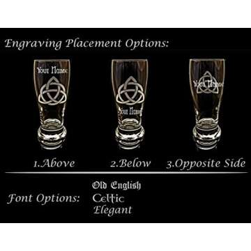 Celtic Knot Heart Pint Glass - Free Personalized Engraving, Heart beer glass