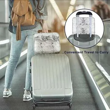 DISEN Makeup Bag Organizer with Extra 5 Brushes, Adjustable Dividers, Makeup Bags for Women Cosmetic Bag Portable Travel Case Waterproof and Durable