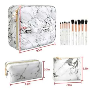 DISEN Makeup Bag Organizer with Extra 5 Brushes, Adjustable Dividers, Makeup Bags for Women Cosmetic Bag Portable Travel Case Waterproof and Durable