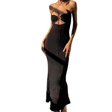 Elegant Women’s Criss Cross Bodycon Maxi Dress