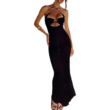 Elegant Women’s Criss Cross Bodycon Maxi Dress