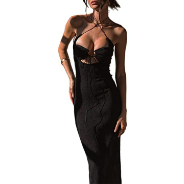 Elegant Women’s Criss Cross Bodycon Maxi Dress