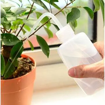Mkono 2 Pack Watering Can, 250ML and 500ML Succulent Watering Bottle Plant Flower Squeeze Bottle Plastic Bend Mouth Safety Wash Bottle, Small and Medium, White