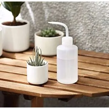 Mkono 2 Pack Watering Can, 250ML and 500ML Succulent Watering Bottle Plant Flower Squeeze Bottle Plastic Bend Mouth Safety Wash Bottle, Small and Medium, White