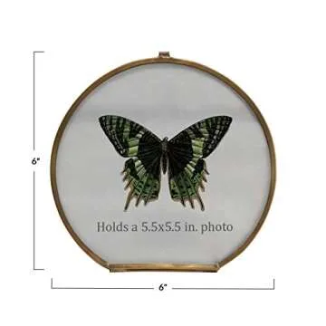 Creative Co-Op Brass & Glass Round Photo Frame - Elegance for Your Memories