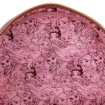 Loungefly Disney Princesses Floral Print Faux Leather Womens Double Strap Shoulder Bag Purse