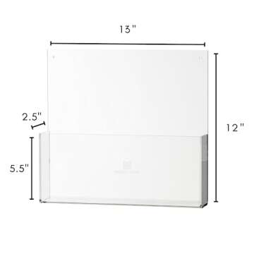 Merely Home Premium Clear Acrylic Wall File Organizer 2-Pack | Mail Holder Wall Mount | Office Document Sorter with 3 Screw Cap Colors