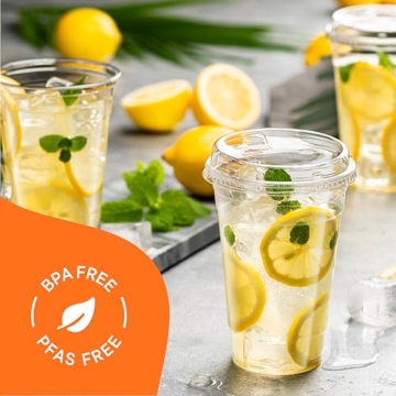 20 oz Clear Plastic Cups with Strawless Lids – 50 Sets