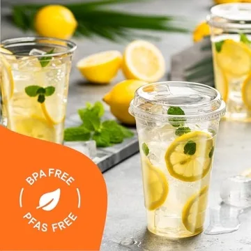 20 oz Clear Plastic Cups with Strawless Lids – 50 Sets