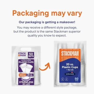 20 oz Clear Plastic Cups with Strawless Lids – 50 Sets