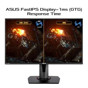 ASUS TUF Gaming VG279QM 27” HDR Monitor, 1080P Full HD (1920 x 1080), Fast IPS, 280Hz, G-SYNC Compatible, Extreme Low Motion Blur Sync (ELMB SYNC), 1ms, DisplayHDR 400,, BLACK