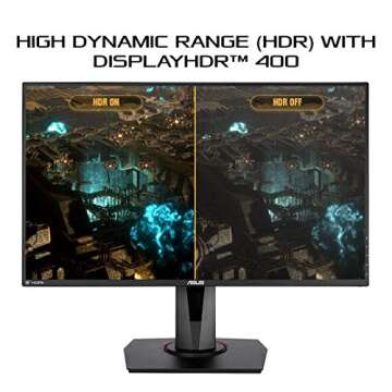 ASUS TUF Gaming VG279QM 27” HDR Monitor, 1080P Full HD (1920 x 1080), Fast IPS, 280Hz, G-SYNC Compatible, Extreme Low Motion Blur Sync (ELMB SYNC), 1ms, DisplayHDR 400,, BLACK