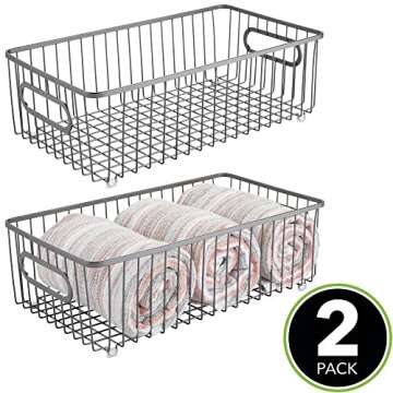 mDesign Metal Storage Baskets - Decorative and Functional
