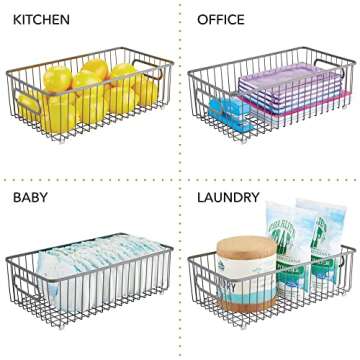 mDesign Metal Storage Baskets - Decorative and Functional