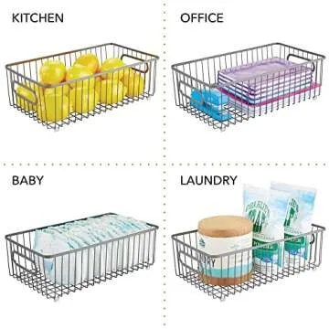 mDesign Metal Storage Baskets - Decorative and Functional