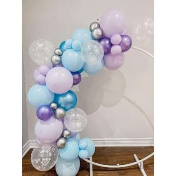 Frozen Balloons, 12 Inch Purple Blue White and Silver Balloons with Snowflake Balloons for Girls Frozen Theme Party Supplies Ice Snow Theme Birthday Baby Shower Winter Party Decorations