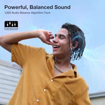 BlitzRock CT3 Pro Open Ear Headphones, Rich Balanced Sound, AI ENC 4 Mics Clear Calls,40H Playtime, IPX5 SweatSafe, Bluetooth 5.4 Wireless Earbuds with Earhooks, App Control