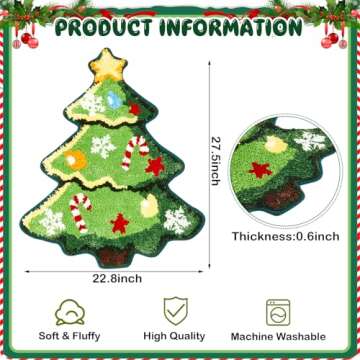 Tinideya Christmas Kitchen Rug Snowman Rug Gingerbread Man Rug Xmas Tree Rug Bath Rugs Xmas Non Slip...