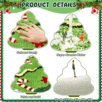Tinideya Christmas Kitchen Rug Snowman Rug Gingerbread Man Rug Xmas Tree Rug Bath Rugs Xmas Non Slip Doormat Holiday Snowman Floor Mat Winter Carpet for Christmas Bathroom Home Decor(Christmas Tree)