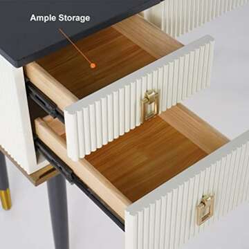 Elegant Homary White Grey Makeup Vanity Desk with Storage