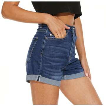VIPONES Trendy High Rise Denim Shorts for Women