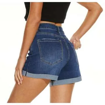 VIPONES Trendy High Rise Denim Shorts for Women