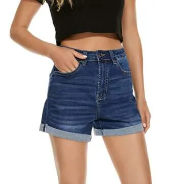VIPONES Trendy High Rise Denim Shorts for Women