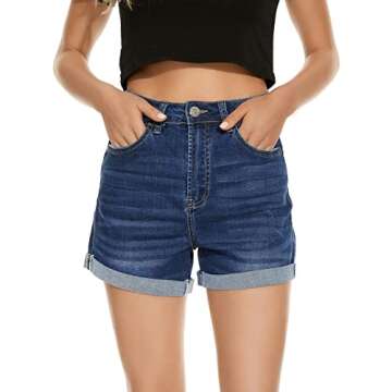 VIPONES Trendy High Rise Denim Shorts for Women